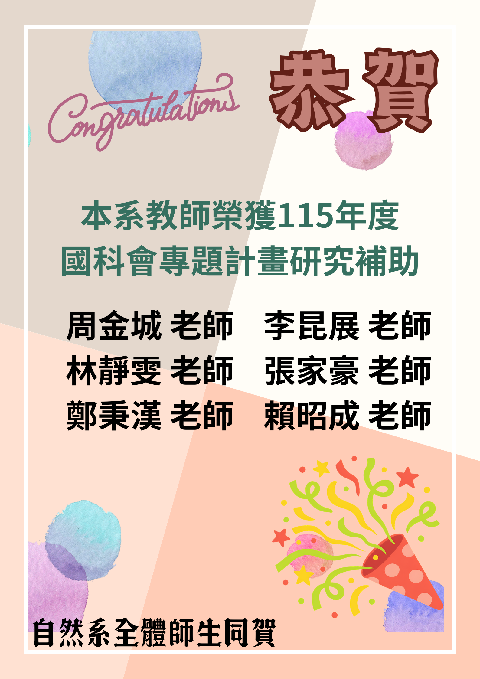 115國科會補助大專校院研究獎勵教師